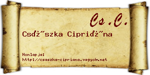 Császka Cipriána névjegykártya